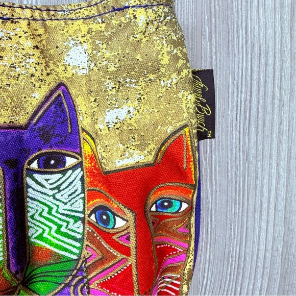 Laurel Burch Shoulder Crossbody Bag colorful rainbow beaded cat purse / mirror - Picture 6 of 10